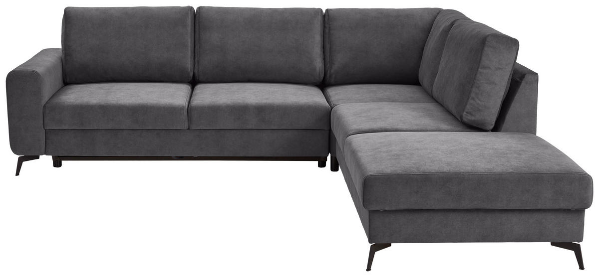 ECKSOFA Dunkelgrau Chenille  - Dunkelgrau/Schwarz, KONVENTIONELL, Textil/Metall (275/257cm) - Carryhome
