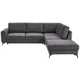 ECKSOFA Dunkelgrau Chenille  - Dunkelgrau/Schwarz, KONVENTIONELL, Textil/Metall (275/257cm) - Carryhome