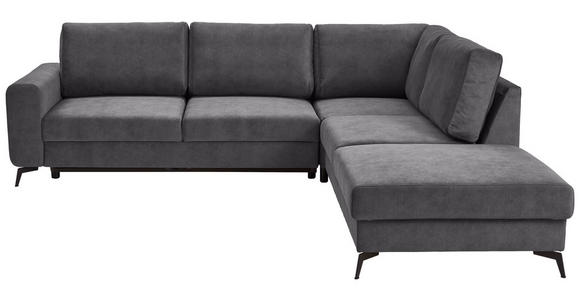 ECKSOFA Dunkelgrau Chenille  - Dunkelgrau/Schwarz, KONVENTIONELL, Textil/Metall (275/257cm) - Carryhome