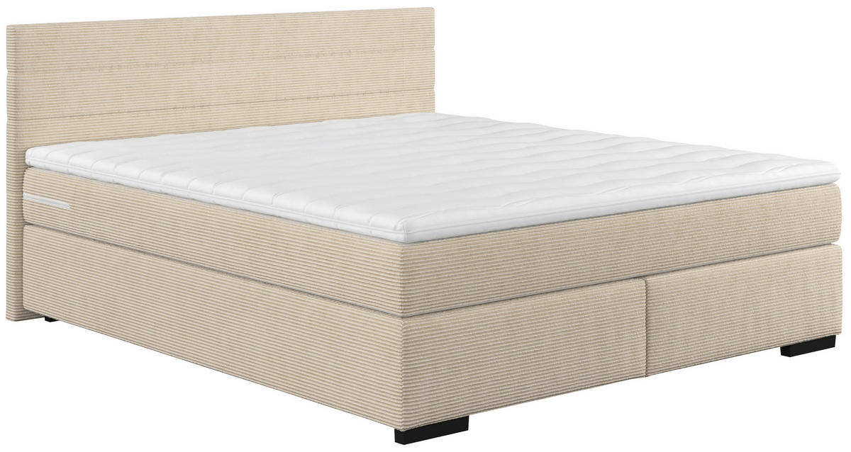 POSTELJA BOXSPRING   x  , les, umetna masa, tekstil bež  - črna/bež, Basics, umetna masa/tekstil (180/200cm) - Carryhome