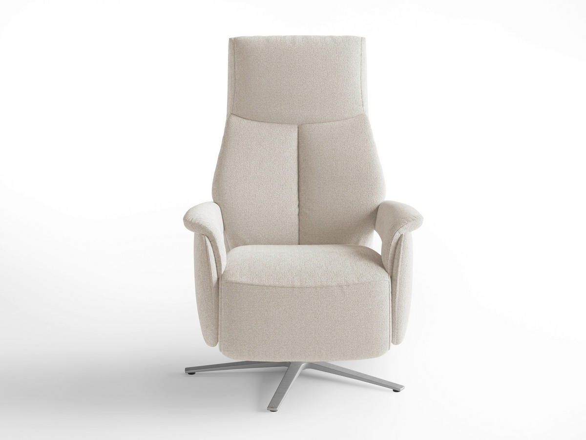 RELAXSESSEL in Textil Creme  - Silberfarben/Creme, Basics, Textil/Metall (75/110/85cm) - Sit & More