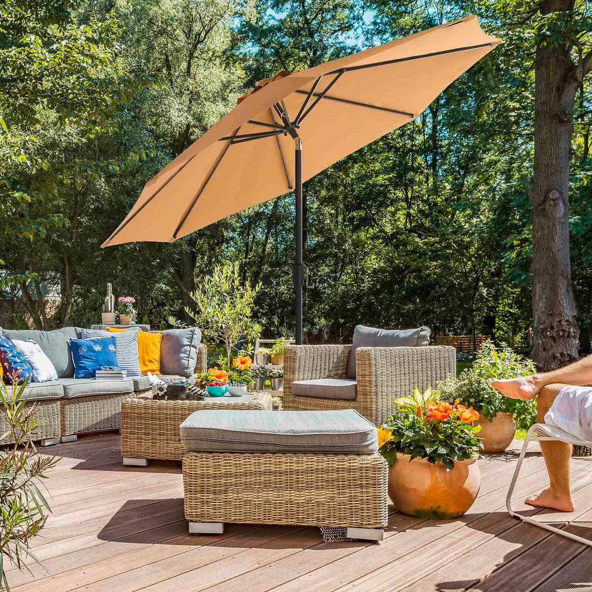 SLUNEČNÍK 300/240 cm - černá/šedohnědá, Basics, kov/textil (300/240cm) - Modante