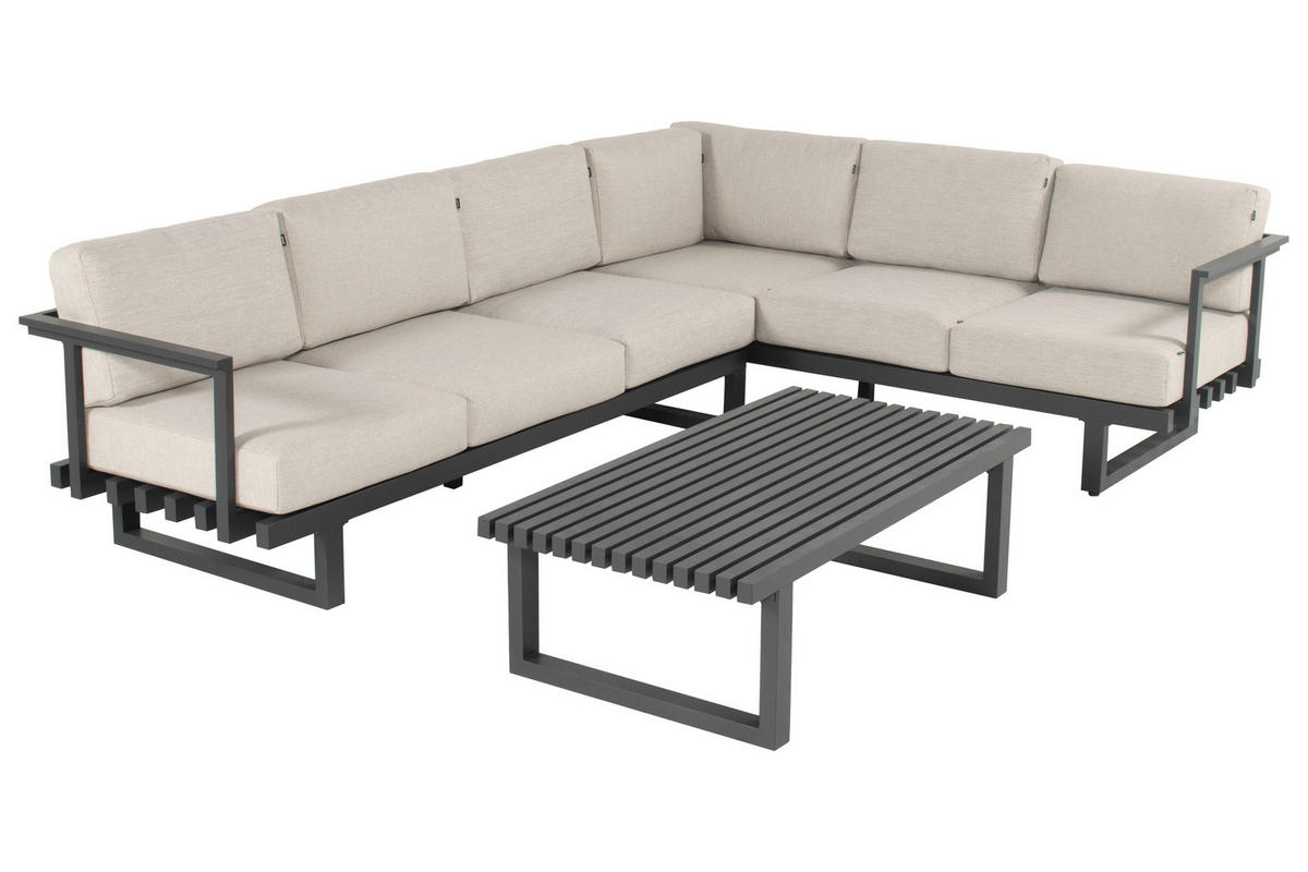 TERASOVÁ SEDACIA SÚPRAVA kov - antracitová, Lifestyle, kov (292(222)/84/82cm) - Amatio