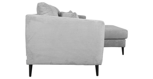 ECKSOFA Hellgrau Cord - Hellgrau/Schwarz, KONVENTIONELL, Holz/Textil (212/155cm) - Carryhome