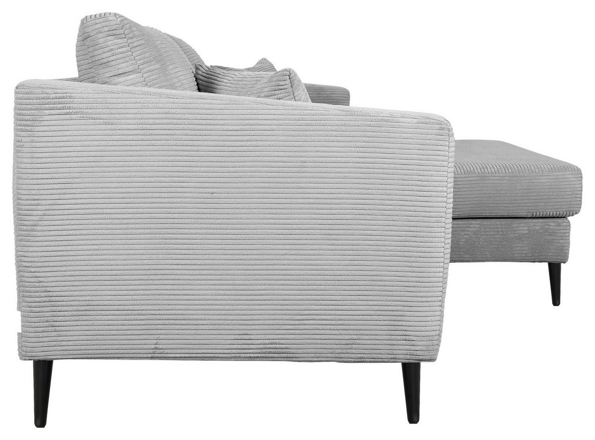 ECKSOFA in Cord Hellgrau  - Hellgrau/Schwarz, Konventionell, Holz/Textil (212/155cm) - Carryhome