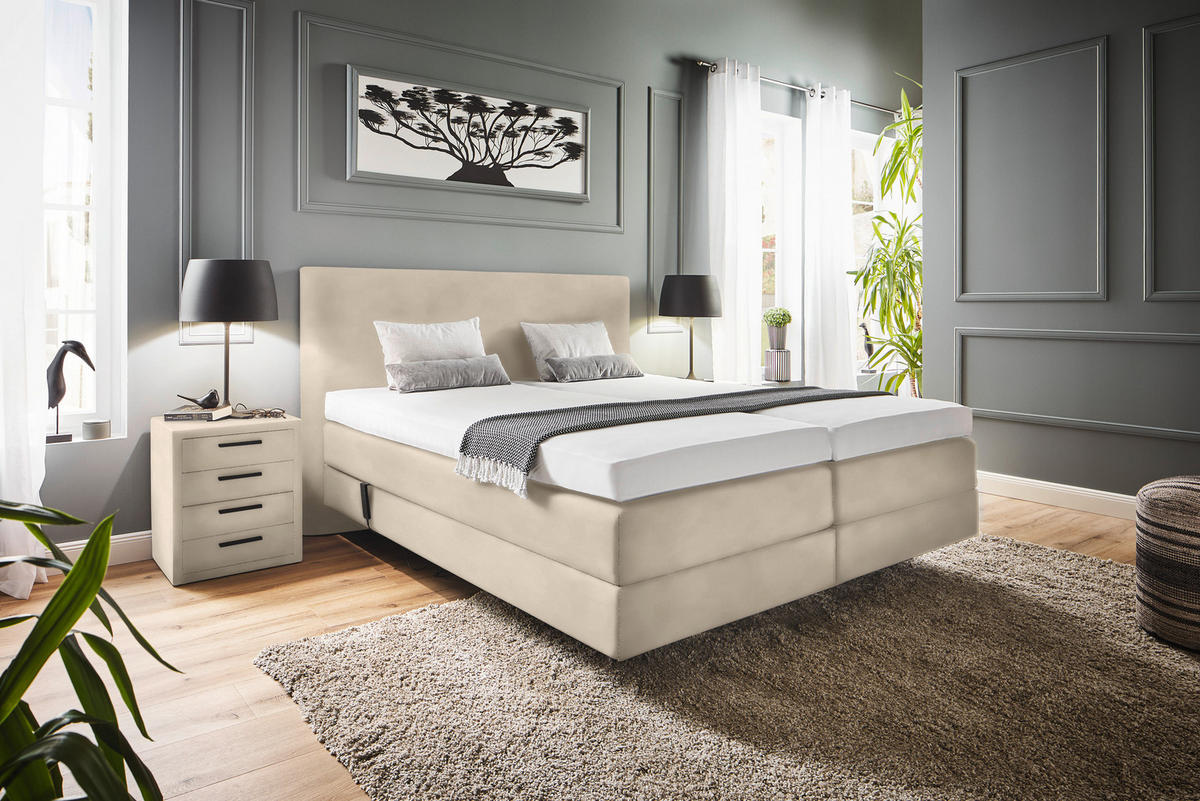 BOXSPRINGBETT 180/200 cm  in Naturfarben  - Naturfarben, KONVENTIONELL, Holz/Textil (180/200cm) - Dieter Knoll