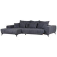 ECKSOFA Dunkelgrau Flachgewebe  - Dunkelgrau/Schwarz, KONVENTIONELL, Textil/Metall (205/300cm) - Carryhome