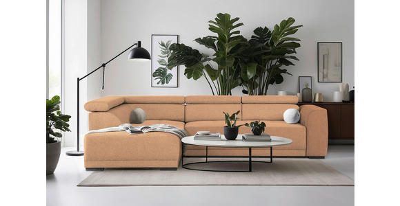 ECKSOFA Rostfarben Struktur - Rostfarben/Schwarz, Design, Kunststoff/Textil (205/284cm) - Xora