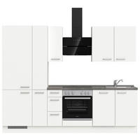BUCĂTĂRIE FĂRĂ ELECTROCASNICE  - alb/culoare inox, Modern, metal/material pe bază de lemn (270cm) - Nobilia
