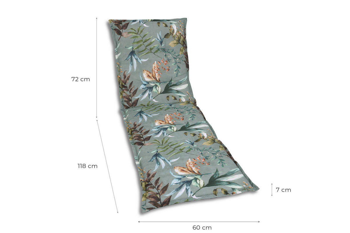 LIEGENAUFLAGE Blätter  - Graublau/Braun, Basics, Textil (60/7/190cm)