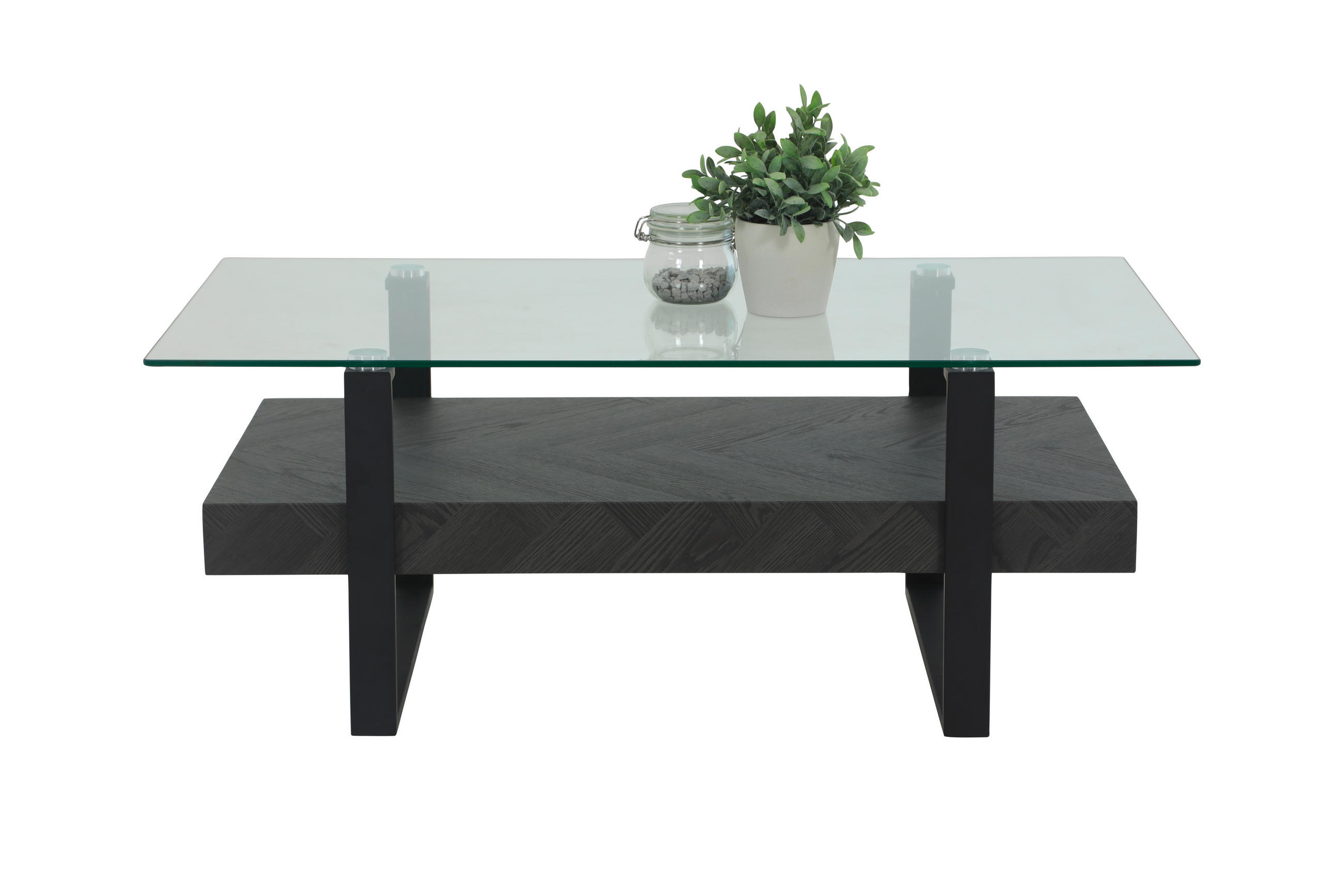 COUCHTISCH ESG 110/60/43 cm rechteckig Dunkelgrau  - Dunkelgrau/Schwarz, Design, Glas/Holzwerkstoff (110/60/43cm) - Livetastic
