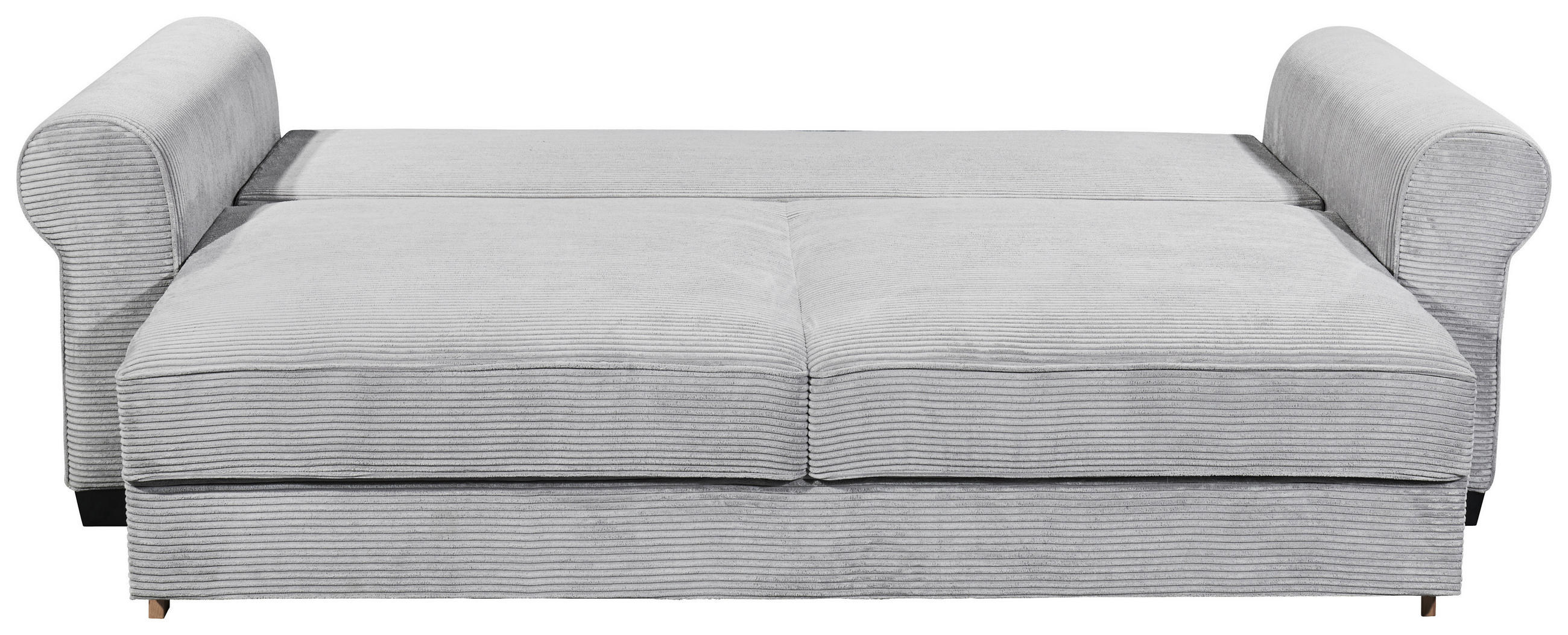 SCHLAFSOFA Cord Hellgrau  - Hellgrau/Schwarz, KONVENTIONELL, Kunststoff/Textil (247/95/125cm) - Hom`in