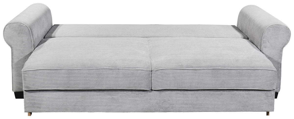SCHLAFSOFA in Cord Hellgrau  - Hellgrau/Schwarz, Konventionell, Kunststoff/Textil (247/95/125cm) - MID.YOU