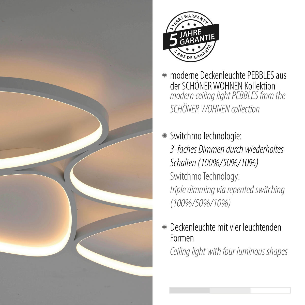 LED-DECKENLEUCHTE 69,5/66/6,2 cm   - Weiß, Design, Kunststoff/Metall (69,5/66/6,2cm) - Schöner Wohnen