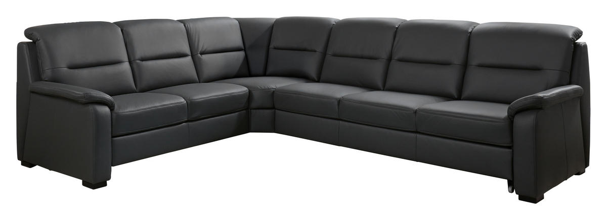 ECKSOFA BELDOMO premium Anthrazit Echtleder  - Anthrazit/Schwarz, KONVENTIONELL, Leder/Holz (245/303cm) - Beldomo Premium