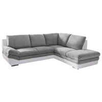 WOHNLANDSCHAFT in Weiss, Dunkelgrau  - Chromfarben/Weiss, Modern, Textil/Metall (264/221cm) - MID.YOU