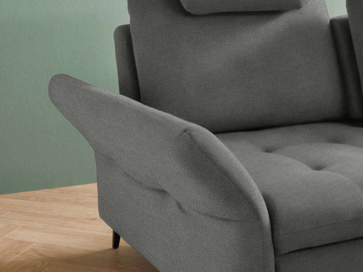 ECKSOFA in Flachgewebe Grau  - Schwarz/Grau, Natur, Textil/Metall (288/233cm) - Valnatura