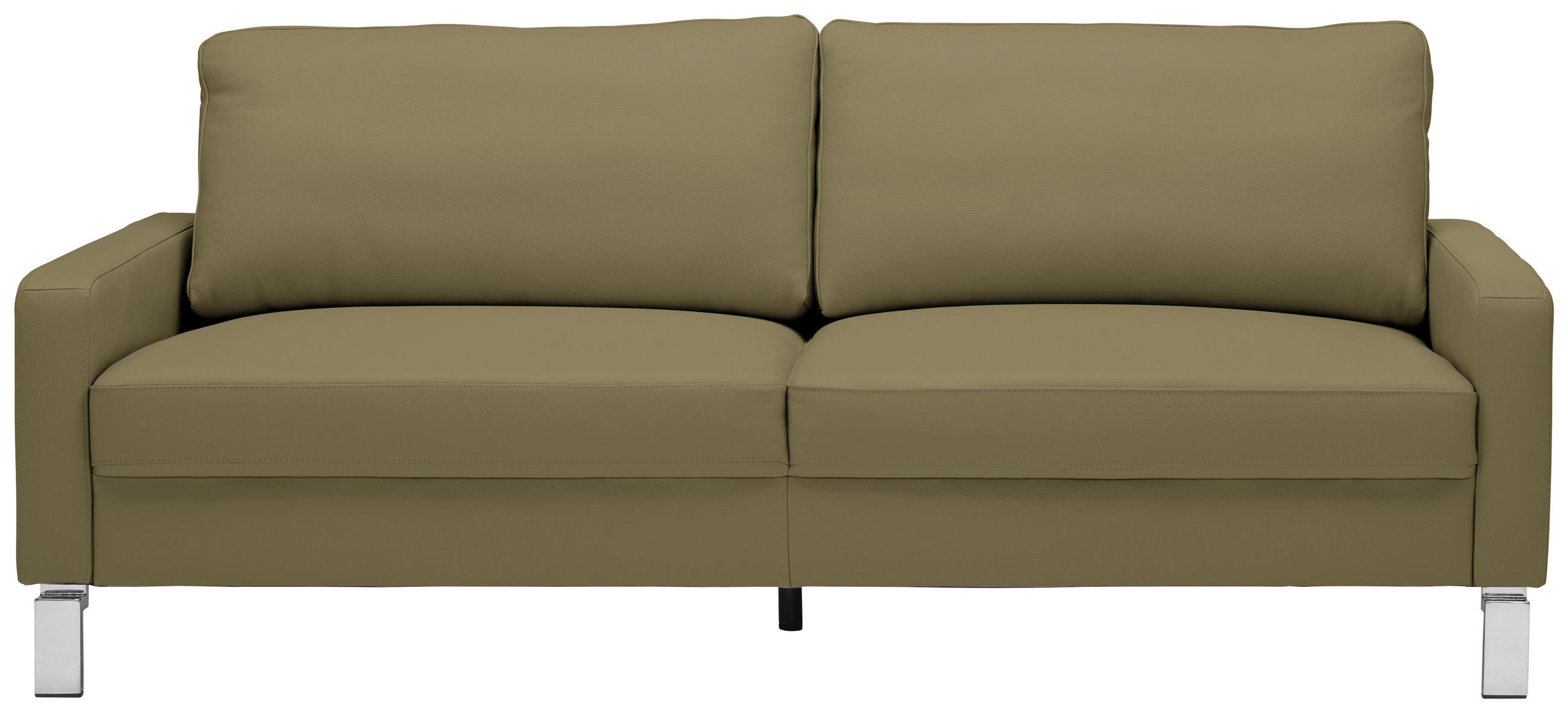 3-SITZER-SOFA in Echtleder Grün  - Chromfarben/Grün, Design, Leder/Metall (204/81/97cm) - Pure Home Lifestyle