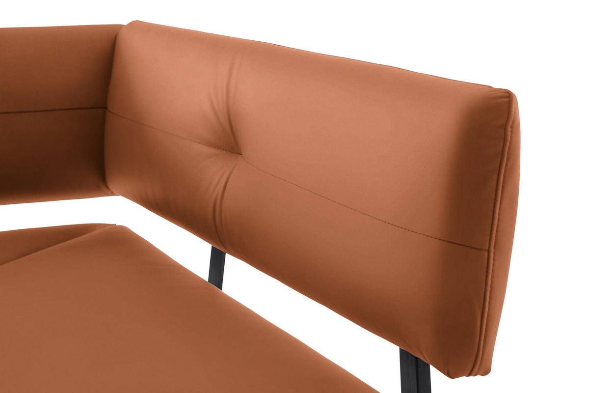 ECKBANK 190/150 cm  in Schwarz, Cognac  - Cognac/Schwarz, MODERN, Textil/Metall (190/150cm) - Cantus