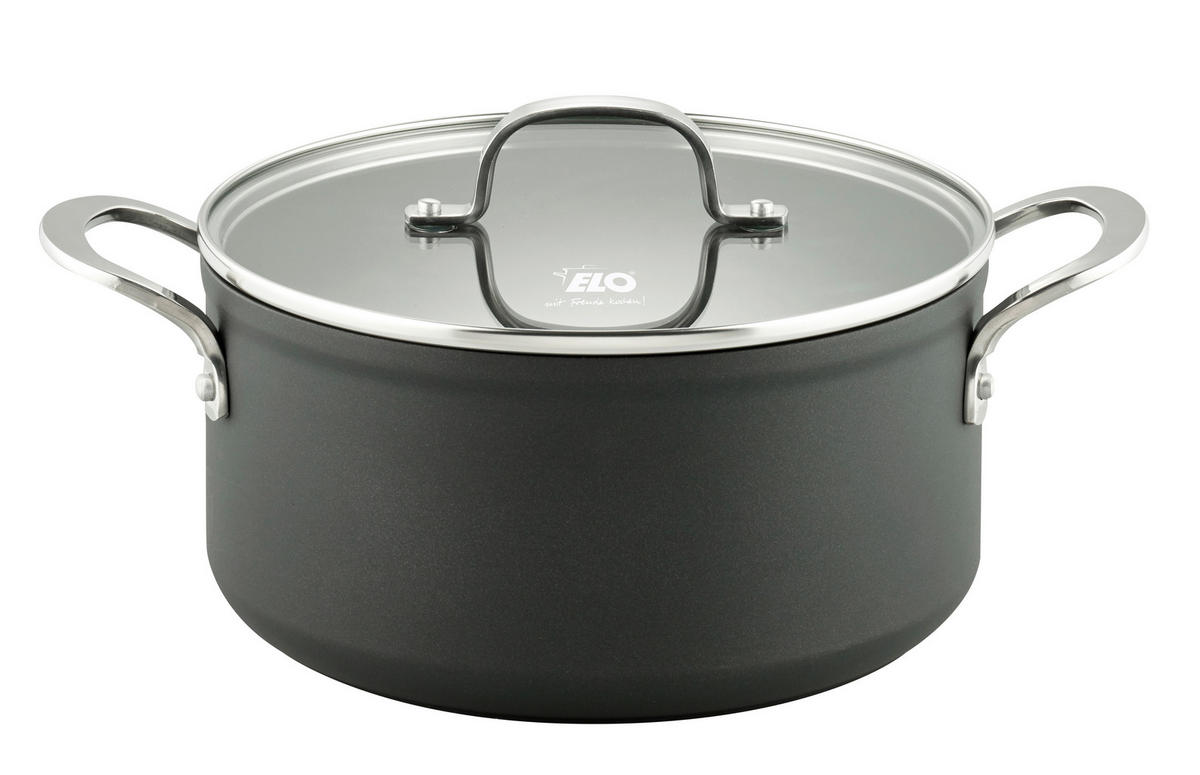 HRNEC, hliník, 24 cm  - černá/průhledné, Basics, kov/sklo (24cm) - ELO