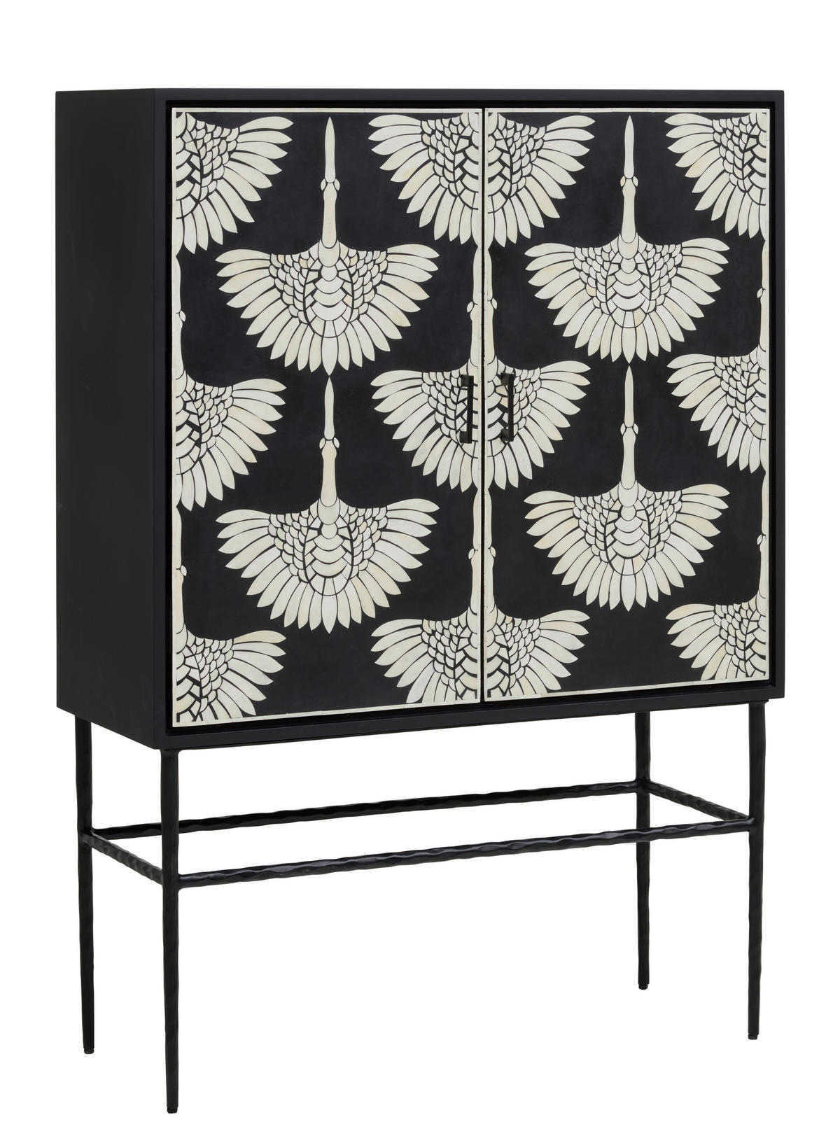HÖG BYRÅ  i 100/140/40 cm  - svart/naturfärgad, Lifestyle, metall/trämaterial (100/140/40cm) - Ambia Home