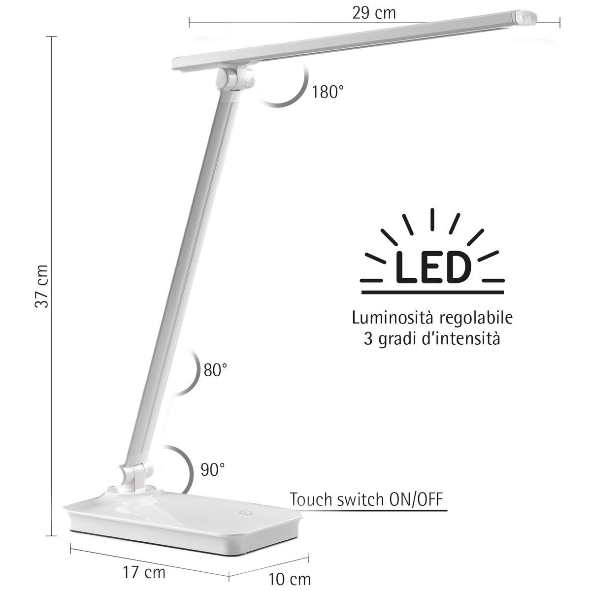 LED-SCHREIBTISCHLEUCHTE 4902 DESKI 29/17/27 cm   - Weiß Hochglanz/Weiß, Design, Kunststoff/Metall (29/17/27cm)