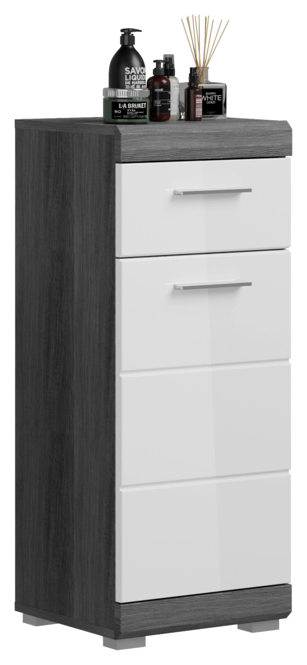 UNTERSCHRANK 37/88/31 cm   - Chromfarben/Weiß Hochglanz, MODERN, Holzwerkstoff/Kunststoff (37/88/31cm) - MID.YOU
