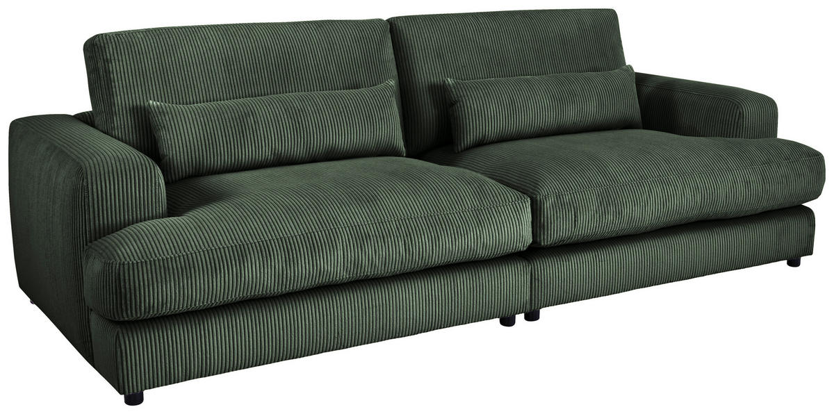 MEGASOFA Cord Dunkelgrün  - Dunkelgrün/Schwarz, MODERN, Kunststoff/Textil (260/85/112cm) - Lomoco