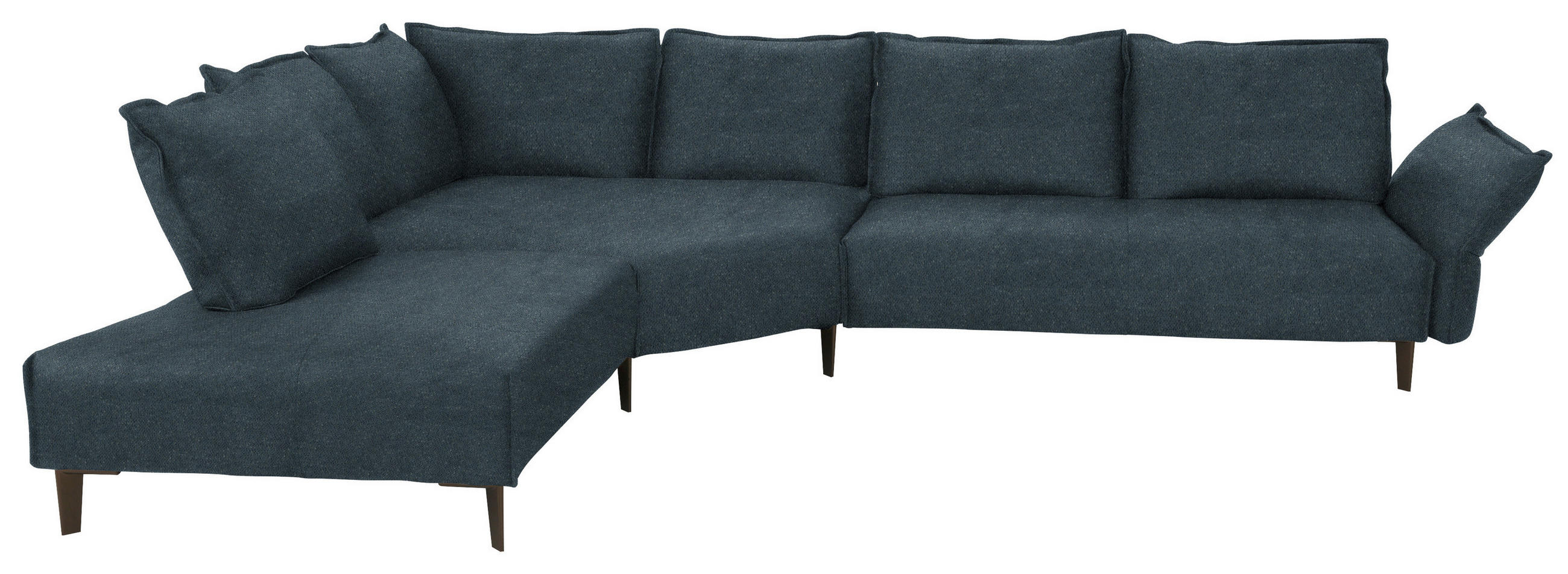 ECKSOFA in Webstoff Dunkelblau  - Schwarz/Dunkelblau, Modern, Textil/Metall (272/340cm) - W.Schillig