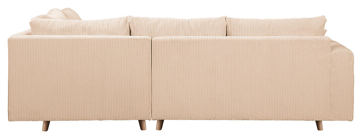 ECKSOFA inkl. Hocker Ariella in Cord Creme  231/161 cm  - Creme/Naturfarben, Design, Holz/Textil (231/161cm) - Livetastic