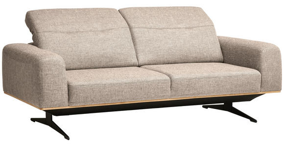 3-SITZER-SOFA in Struktur Sandfarben  - Sandfarben/Schwarz, Design, Textil/Metall (205/76-97/102cm) - Novel