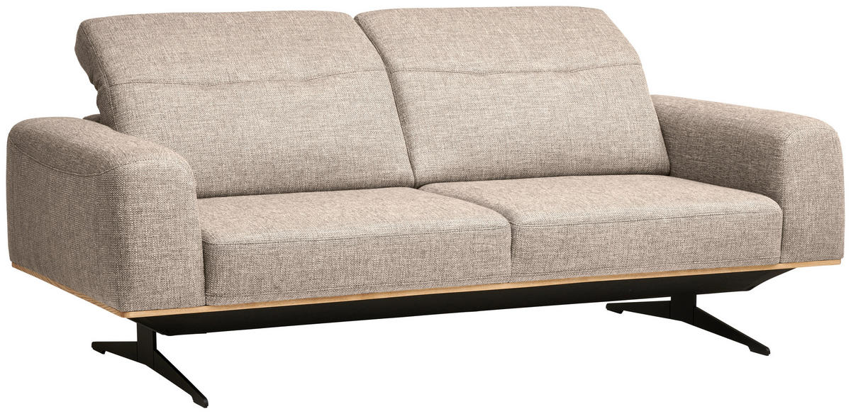 3-SITZER-SOFA Struktur Sandfarben  - Sandfarben/Schwarz, Design, Textil/Metall (205/76-97/102cm) - Novel