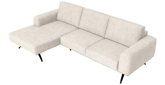 ECKSOFA in Struktur Beige  - Beige/Schwarz, Design, Textil/Metall (157/262cm) - Novel