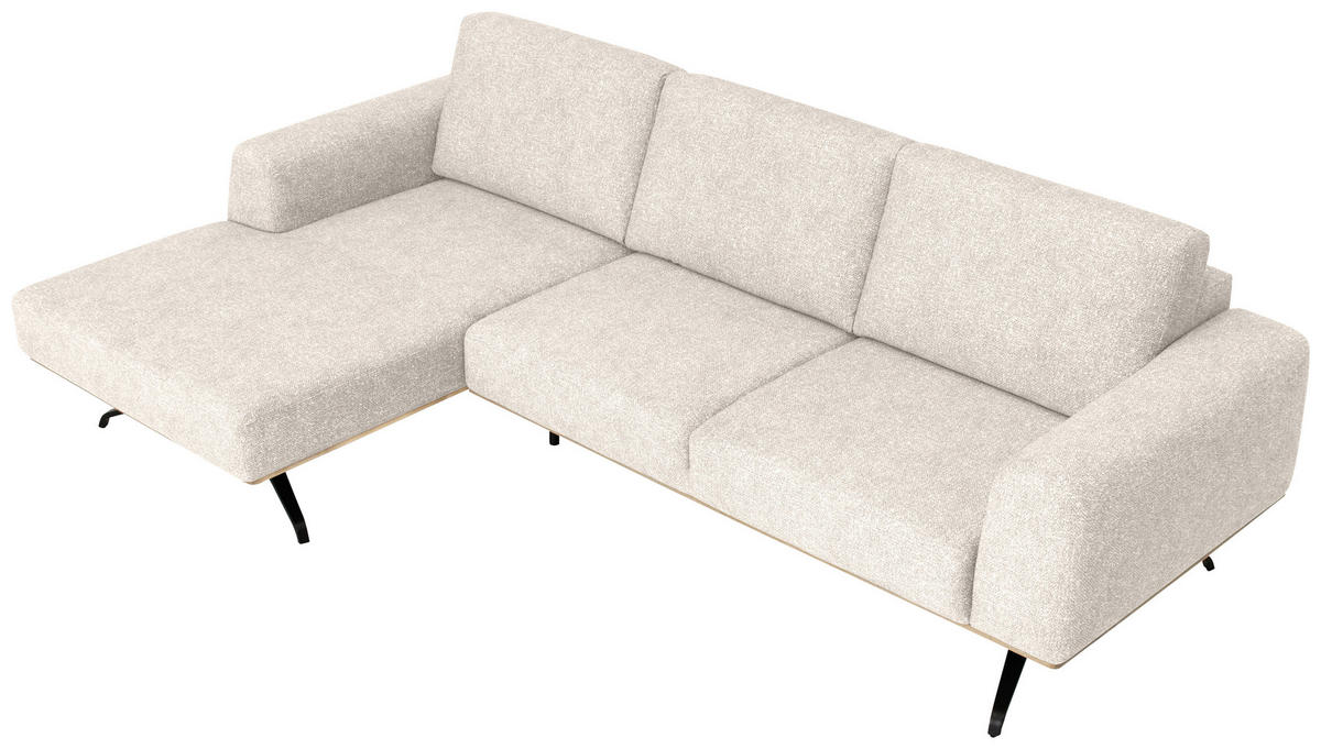 ECKSOFA in Struktur Beige  157/262 cm  - Beige/Schwarz, Design, Textil/Metall (157/262cm) - Novel