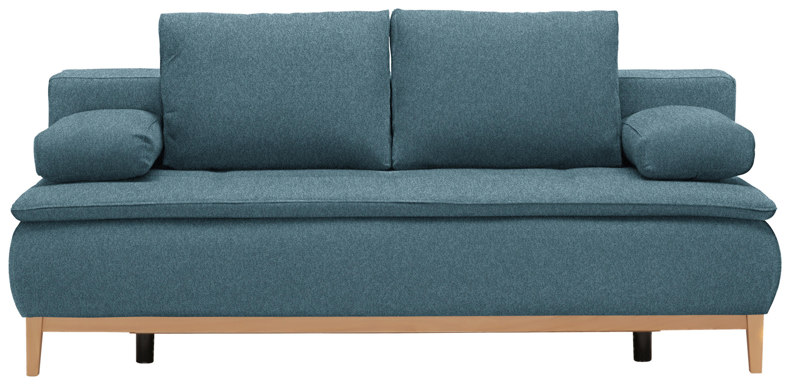 BOXSPRINGSOFA Webstoff Türkis  - Türkis/Eichefarben, Design, Holz/Textil (202/78/93/100cm) - Carryhome