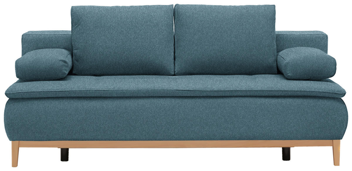 BOXSPRINGSOFA in Webstoff Türkis  - Türkis/Eichefarben, Design, Holz/Textil (202/78/93/100cm) - Venda