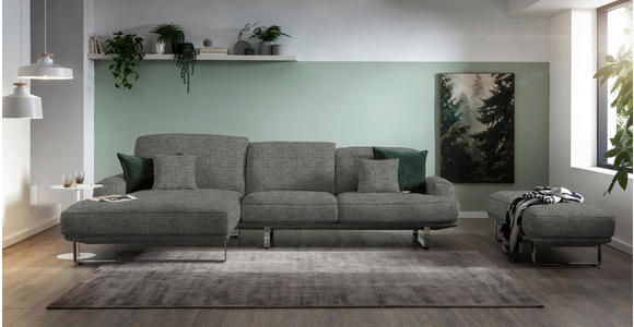 ECKSOFA in Webstoff Grau  - Grau, Design, Textil/Metall (184/304cm) - Dieter Knoll