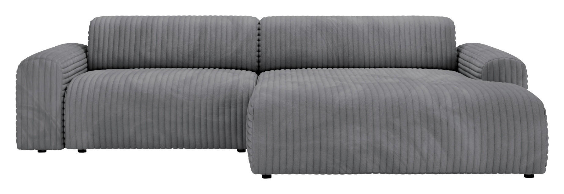 ECKSOFA in Cord Dunkelgrau  - Dunkelgrau/Schwarz, Design, Kunststoff/Textil (292/178cm) - Livetastic