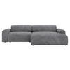 ECKSOFA Dunkelgrau Cord  - Dunkelgrau/Schwarz, Design, Kunststoff/Textil (292/178cm) - home24