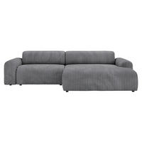 ECKSOFA in Cord Dunkelgrau  - Dunkelgrau/Schwarz, Design, Kunststoff/Textil (292/178cm) - Livetastic