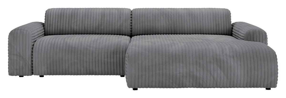 ECKSOFA in Cord Dunkelgrau  - Dunkelgrau/Schwarz, Design, Kunststoff/Textil (292/178cm) - Livetastic