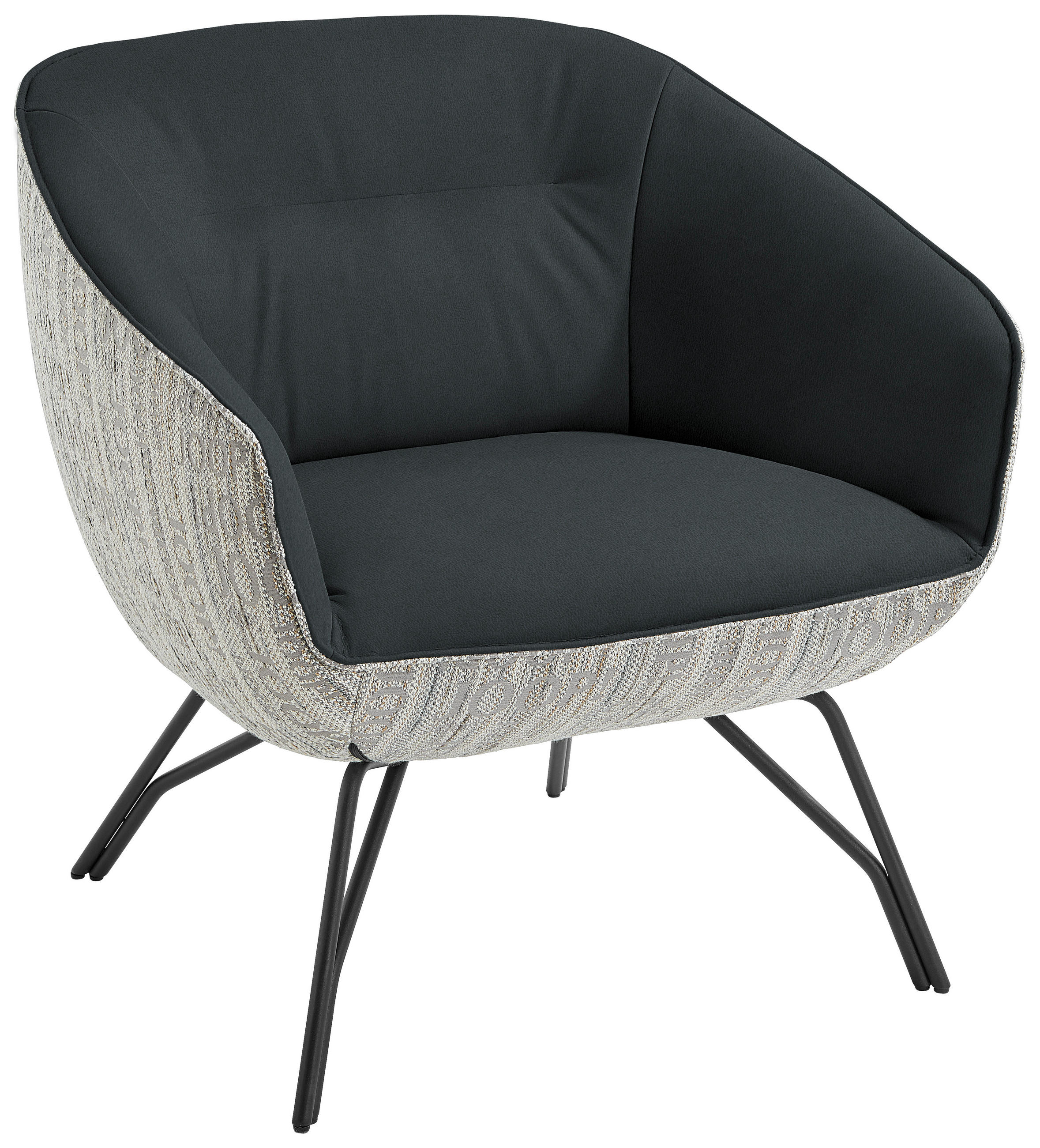 COCKTAILSESSEL in Struktur Echtleder Grau, Dunkelgrün  - Dunkelgrün/Anthrazit, Design, Leder/Textil (76/80/73cm) - Joop!