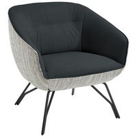 COCKTAILSESSEL in Struktur Echtleder Grau, Dunkelgrün  - Dunkelgrün/Anthrazit, Design, Leder/Textil (76/80/73cm) - Joop!