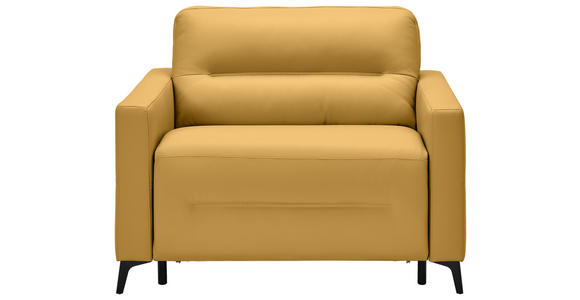 SCHLAFSESSEL Echtleder Senfgelb Liegefunktion {item.attr(124-153'),[ ]} - Senfgelb/Schwarz, Design, Leder/Metall (115/89/97cm) - Novel