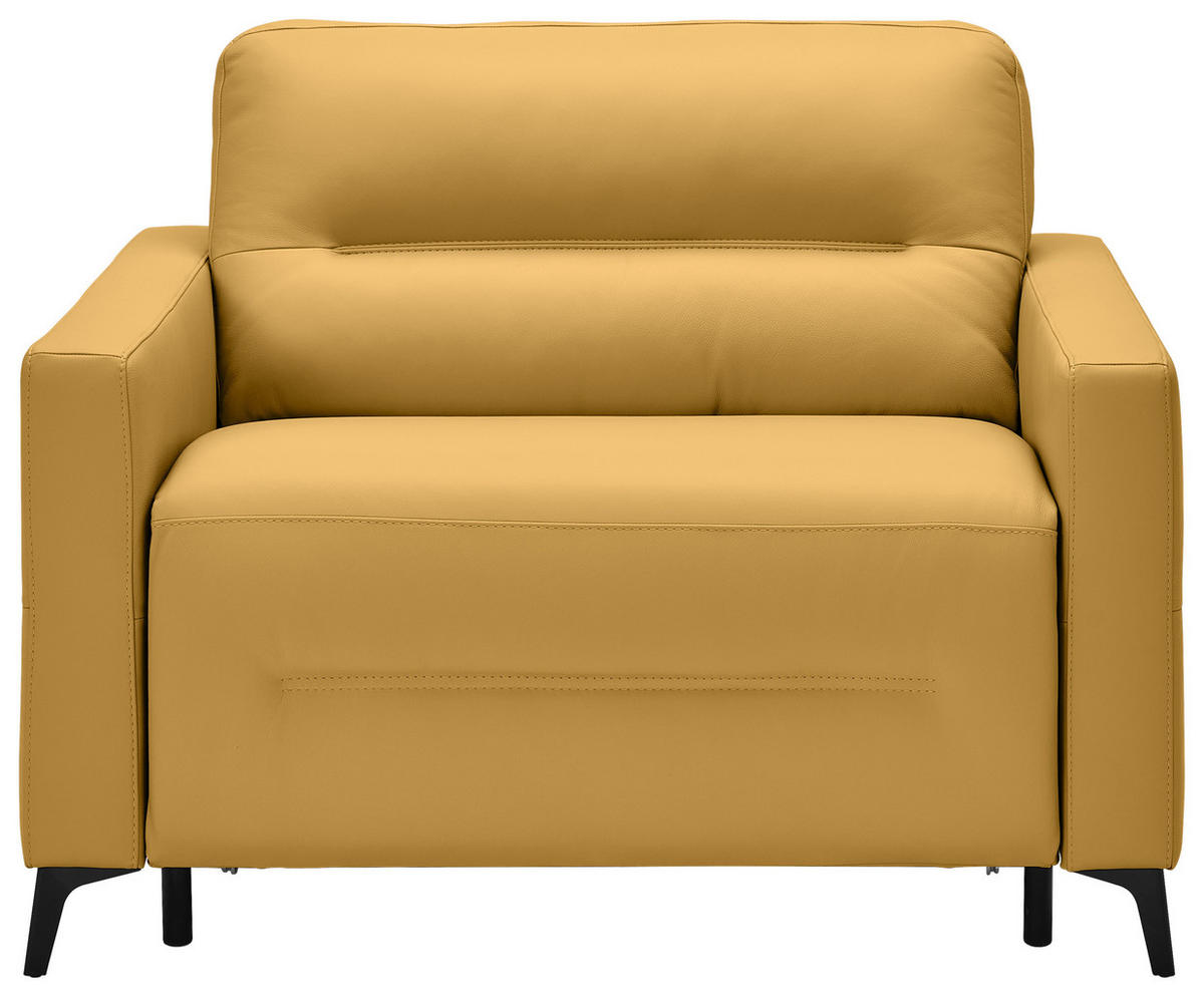 SCHLAFSESSEL Echtleder Senfgelb    - Senfgelb/Schwarz, Design, Leder/Metall (115/89/97cm) - Novel