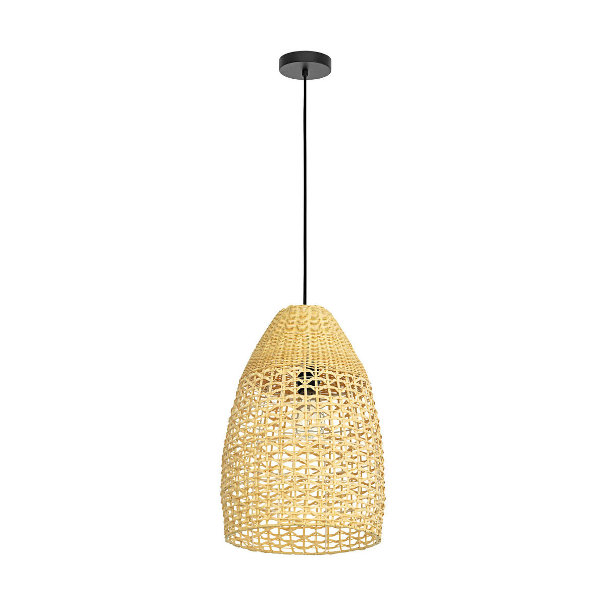 HÄNGELEUCHTE 35/150 cm  - Schwarz, Natur, Holz/Metall (35/150cm) - Eglo
