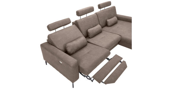ECKSOFA in Mikrofaser Taupe 302/180 cm - Taupe/Schwarz, KONVENTIONELL, Textil/Metall (302/180cm) - Carryhome