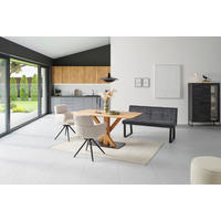 SITZBANK in Metall, Textil Dunkelgrau  - Dunkelgrau/Schwarz, LIFESTYLE, Textil/Metall (140/82/44cm) - MID.YOU