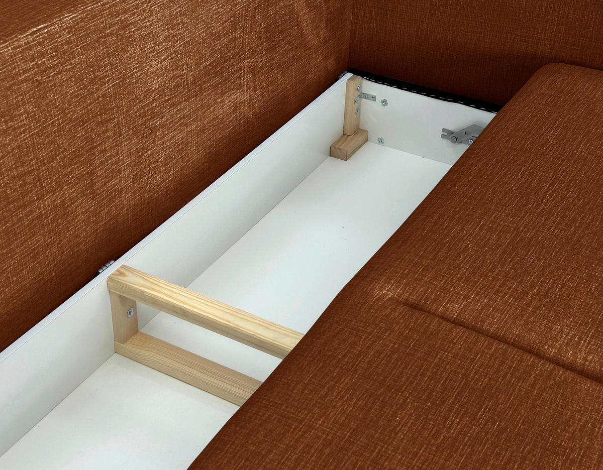 SCHLAFSOFA Flachgewebe Rostfarben  - Rostfarben/Schwarz, Design, Holz/Kunststoff (216/96/102cm) - MID.YOU