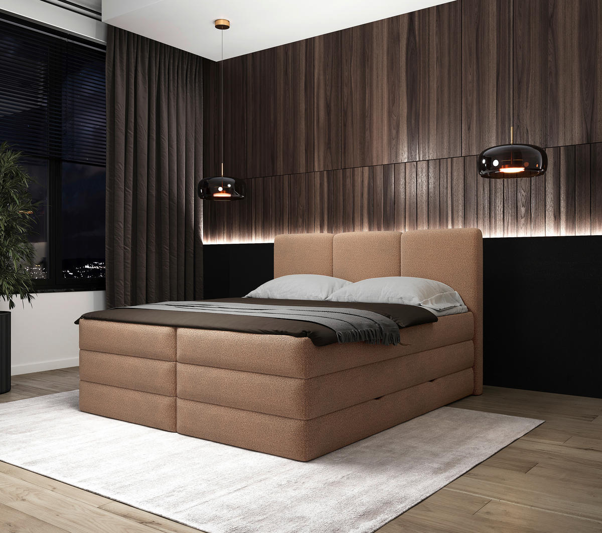 BOXSPRINGBETT 180/200 cm  in Terracotta  - Terracotta/Schwarz, Modern, Holz/Holzwerkstoff (180/200cm) - MID.YOU